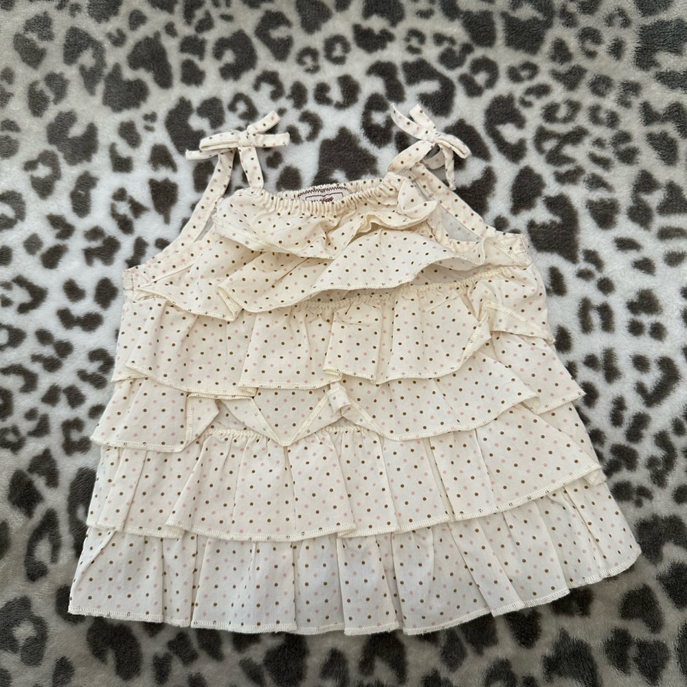 2006 Old Navy Polka Dot Ruffle Cami Tank Top in Cream Size 6-12 months